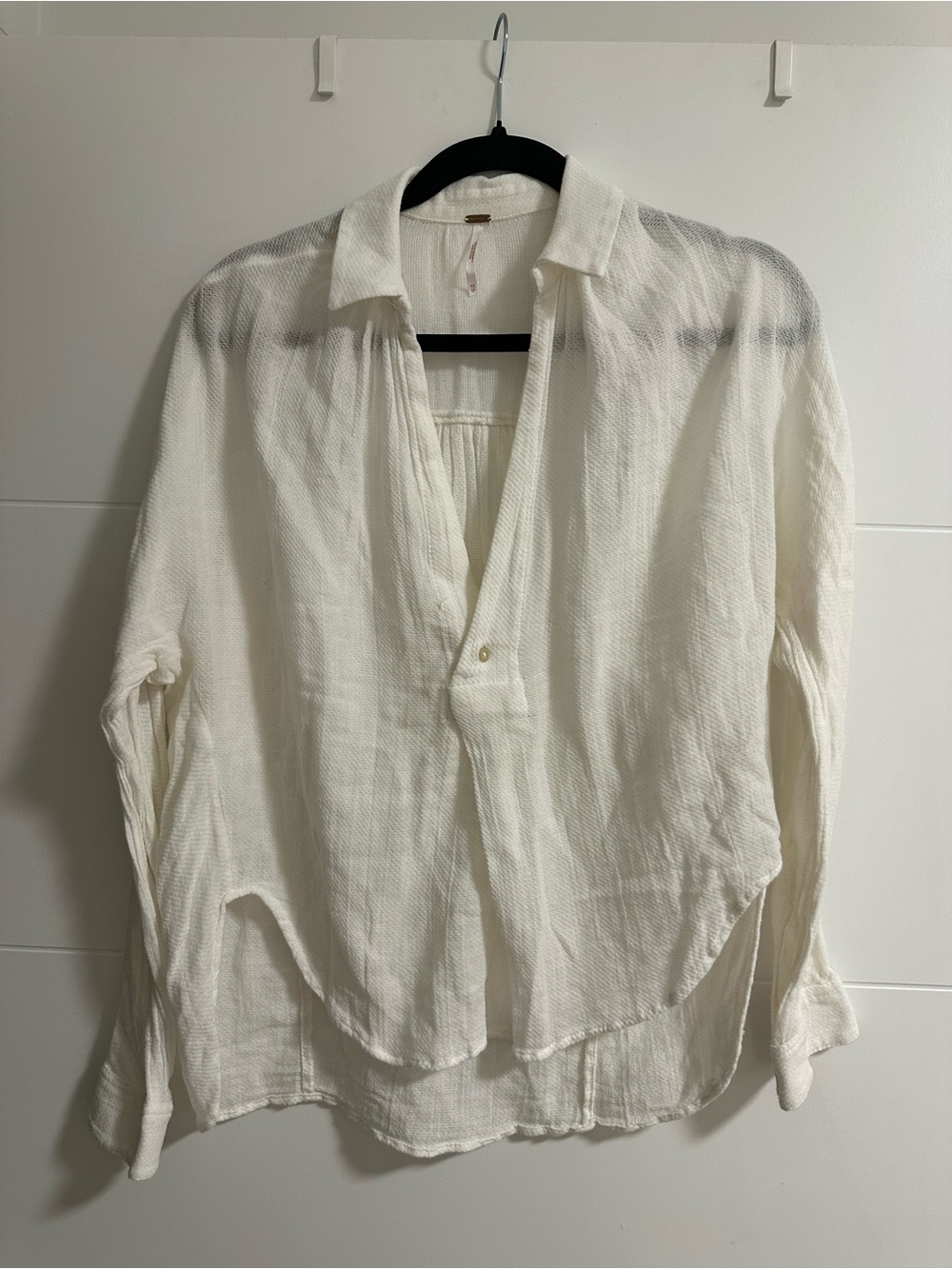 Free People White Gauze Button-Down Shirt